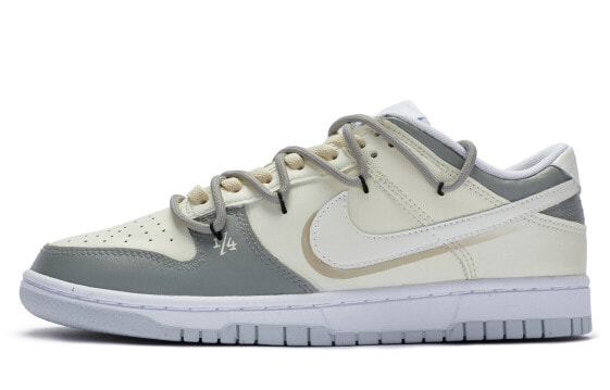 【定制球鞋】 Nike Dunk Low BIGNIU 原子灰1/4 简约 街头 手绘喷绘 防滑耐磨 低帮 板鞋 男款 米白灰 / Кроссовки Nike Dunk Low DV0831-101