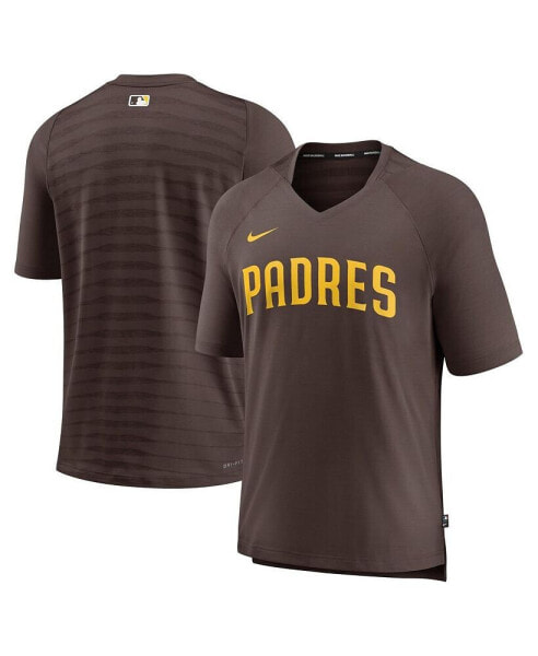 Men's Brown San Diego Padres Authentic Collection Pregame Raglan Performance V-Neck T-shirt