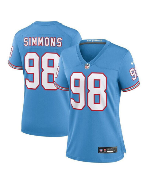 Футболка игровая Nike женская Jeffery Simmons в альтернативном дизайне "Tennessee Titans Oilers" - голубой.