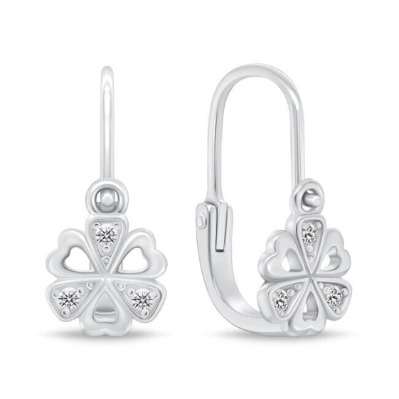 Sparkling Silver Flower Earrings for Girls EA189W