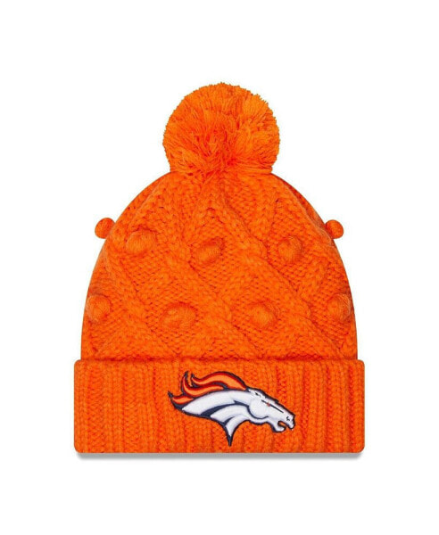 Big Girls Orange Denver Broncos Toasty Cuffed Knit Hat with Pom