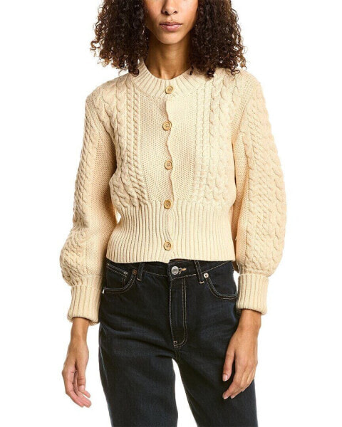 70/21 Cable Knit Cardigan Women's Beige Os