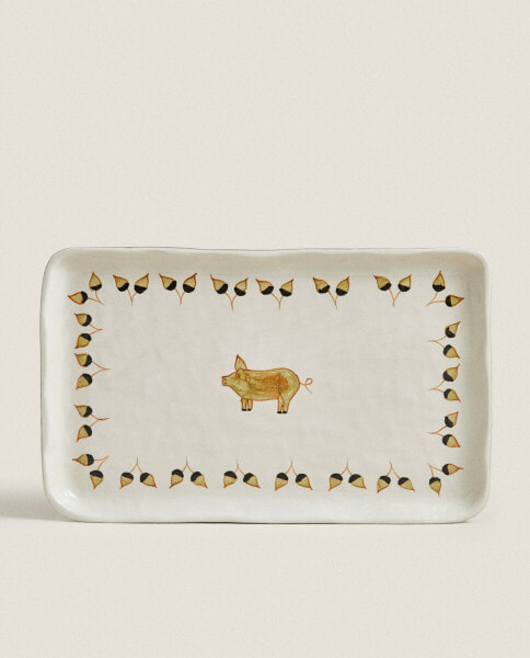 Stoneware animal serving dish