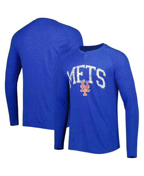 Men's Royal New York Mets Inertia Raglan Long Sleeve Henley T-shirt