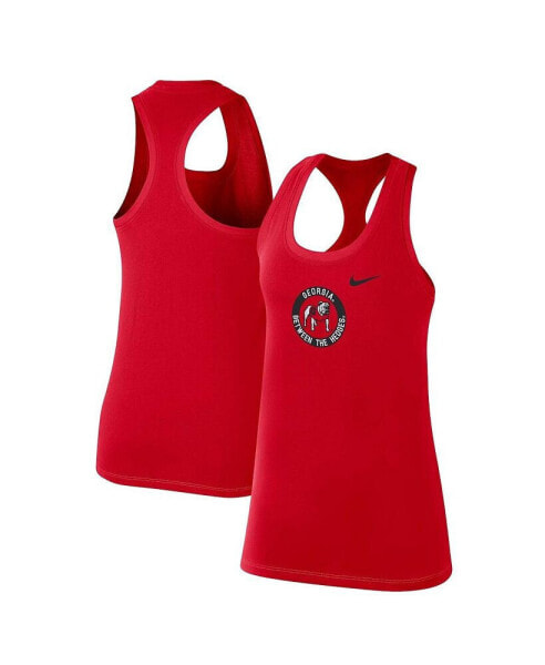 Women's Red Georgia Bulldogs Modern Circle Racerback Tank Top