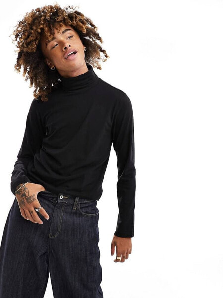 Weekday  long sleeve t-shirt with turtleneck in black