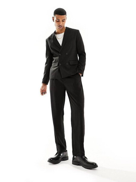 Only & Sons double breasted suit jacket in black 