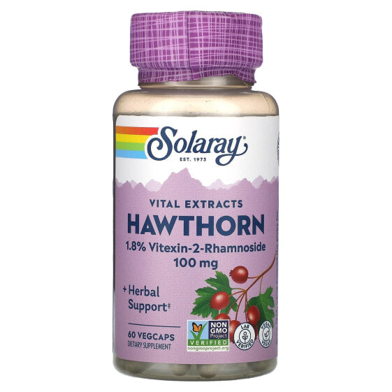 Витаминно-минеральный препарат SOLARAY Extracts Hawthorn, 600 мг, 30 VegCaps