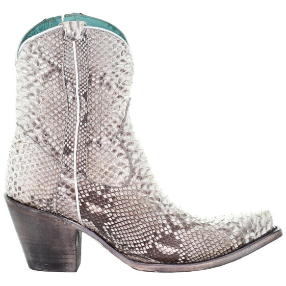 Corral Boots Snakeskin Snip Toe Cowboy Womens Beige Casual Boots A3791
