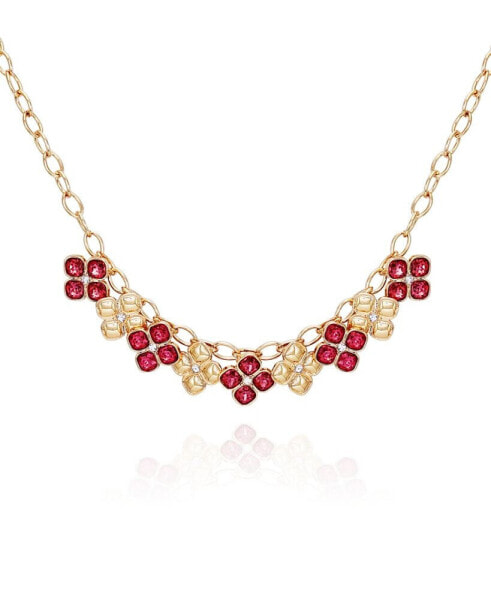 T Tahari gold-Tone Rose Glass Stones Necklace, 18" + 3" Extender