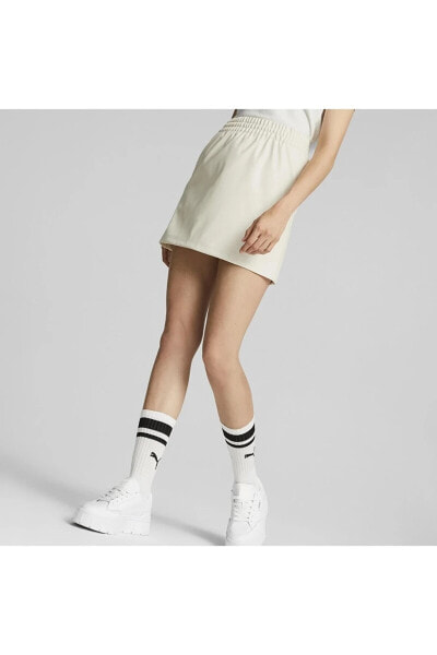 T7 Faux Leather Mini Skirt Pristine Beyaz Kadın Etek
