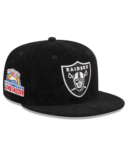 Men's Black Las Vegas Raiders Throwback Cord 59FIFTY Fitted Hat