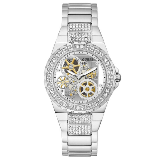 GUESS Ladies Trend Clear-Cut 39mm Watch – Glitz Dial with Iridescent Violet...