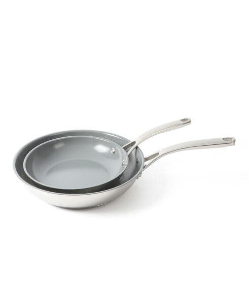 Delaroux Stainless Steel 2 Piece Fry Pan Set