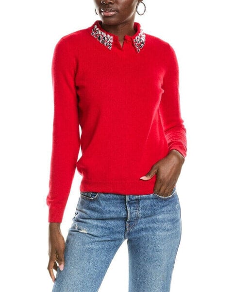 Sofiacashmere Embellished Collar Cashmere Sweater Women's