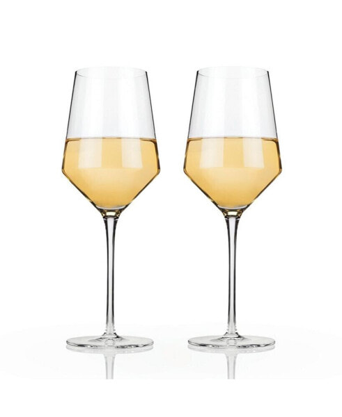 Raye Angled Crystal Chardonnay Wine Glasses, Set of 2, 13 Oz