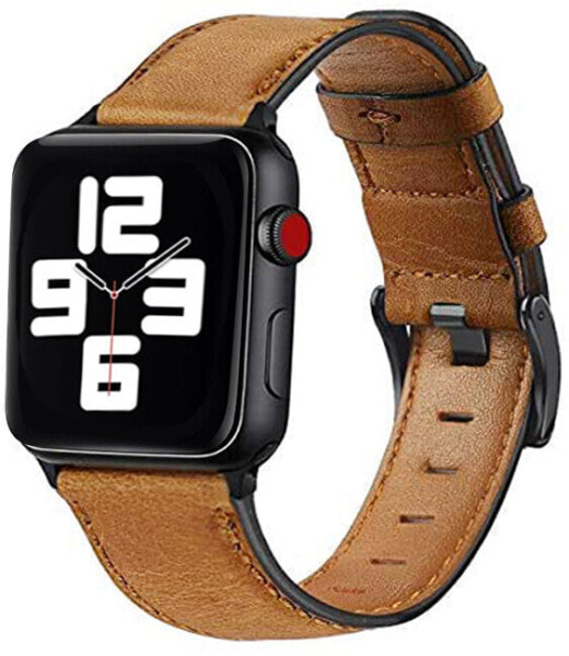 Kožený řemínek s prošíváním pro Apple Watch - Brown 42/44/45 mm