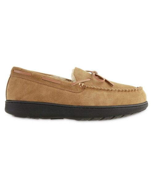 Signature Men's Genuine Suede Moccasin Comfort Slipper with Berber lining