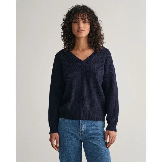 GANT Wool Ribbed V Neck Sweater