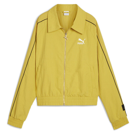 Puma T7 Play Paris Track Jacket Womens Yellow Casual Athletic Outerwear 62680641