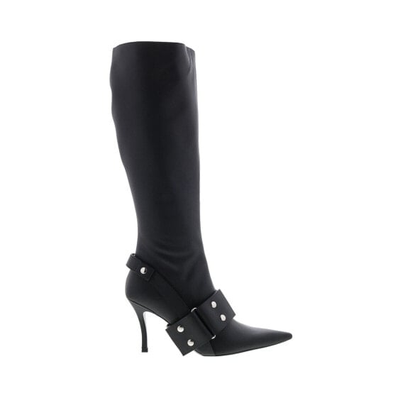 Diesel D-Venus WB Y03039-P1993-T8013 Womens Black Leather Knee High Boots 7