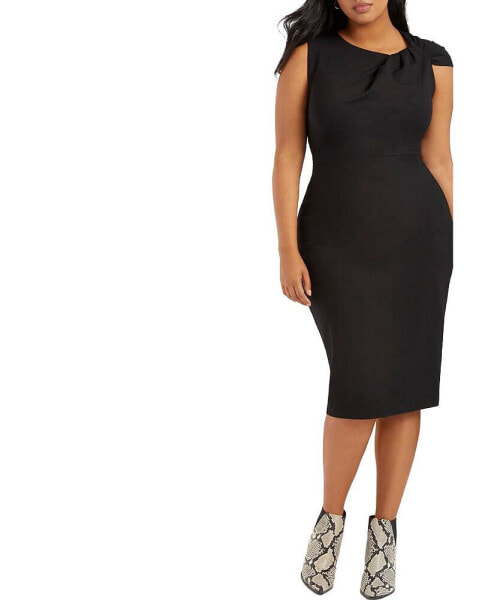 Plus Size Twisted Shoulder Sheath Dress