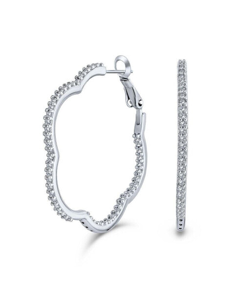 Серьги Bling Jewelry Цветок с кристаллами циркония на серебристой основе 1.5 дюйма