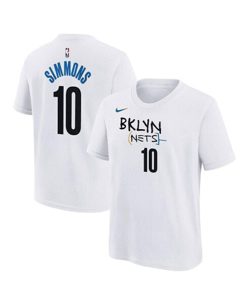 Big Boys and Girls Ben Simmons White Brooklyn Nets 2022/23 City Edition Name and Number T-shirt