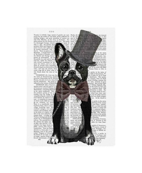 Fab Funky Monsieur Bulldog Hat Canvas Art - 15.5" x 21"