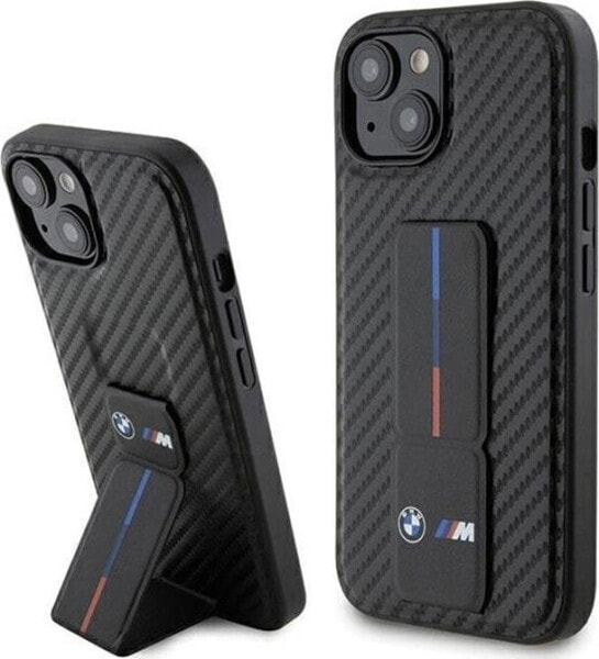 BMW BMW Grip Stand Smooth & Carbon - Etui iPhone 15 (czarny)