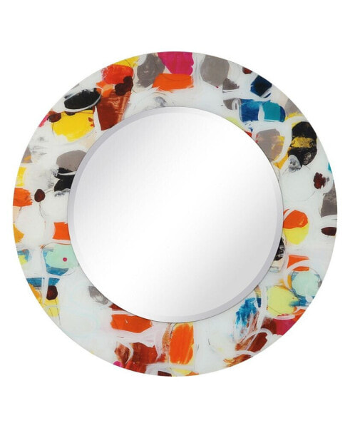 Round Beveled Reverse Printed Tempered Art Glass Mirror Wall Decor - 48" x 48''