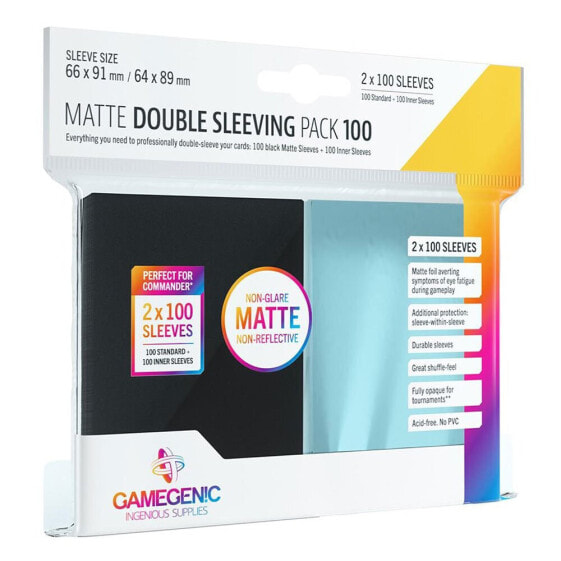 GAMEGENIC Card Sleeves Matte Double Sleeving Pack 100 Units 66x91/64x89 mm