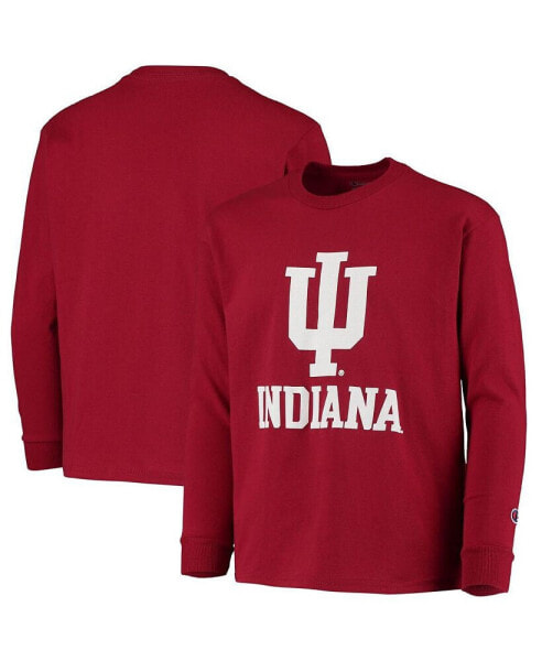 Big Boys Crimson Indiana Hoosiers Lockup Long Sleeve T-shirt