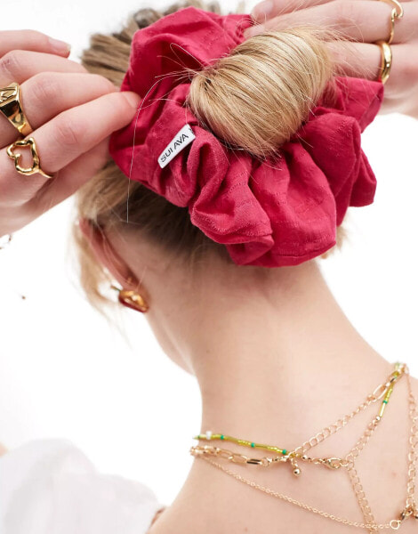 SUI AVA oversized hair scrunchie in red