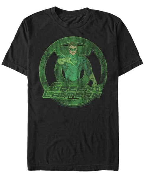 Dc Men's Green Lantern Distressed Portrait Logo Short Sleeve T-Shirt