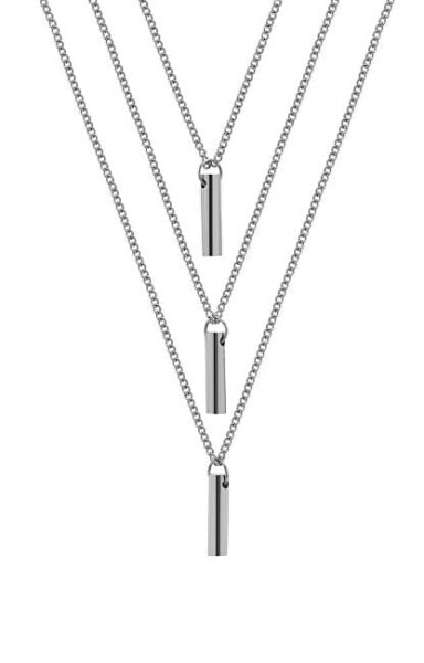 Triple steel necklace with pendants