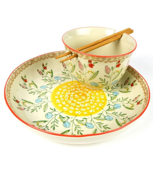 Ella Ramen Bowl and Dinner Bowl Set in Red