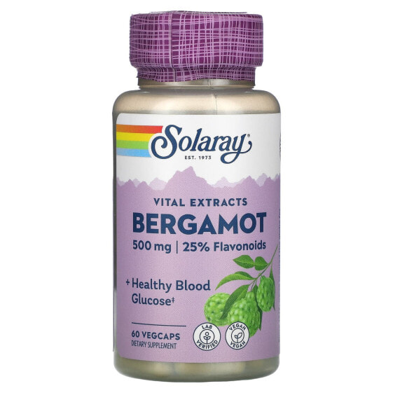 Экстракт виталов из бергамота SOLARAY 500 мг, 60 капсул (растительные экстракты)