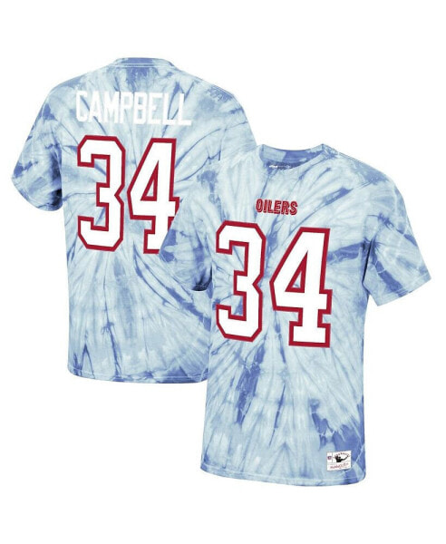 Men's Earl Campbell Light Blue Houston Oilers Tie-Dye Retired Player Name and Number T-shirt