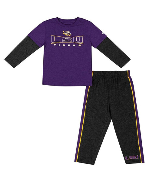 Toddler Boys and Girls Purple, Black LSU Tigers Long Sleeve T-shirt and Pants Set