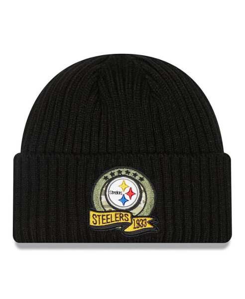 Men's Black Pittsburgh Steelers 2022 Salute To Service Knit Hat