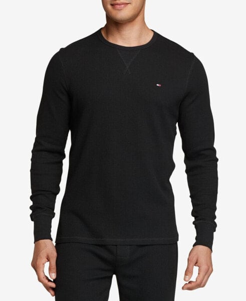 Men's Waffle-Knit Long-Sleeve Crewneck Top