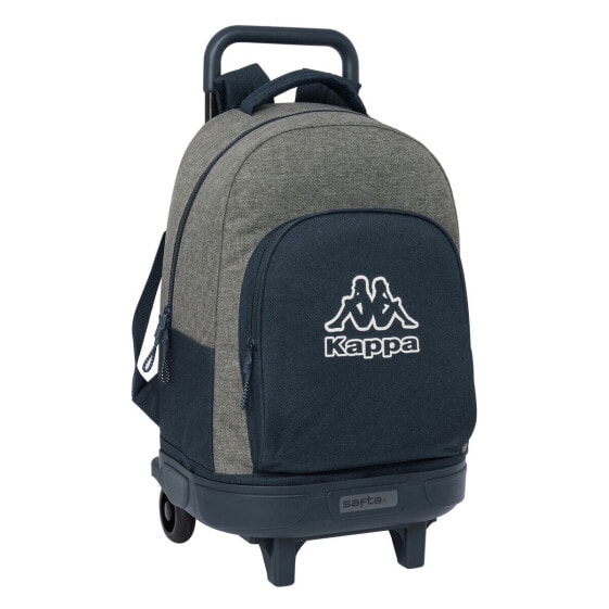 School Rucksack with Wheels Kappa Dark navy Grey Navy Blue 33 X 45 X 22 cm