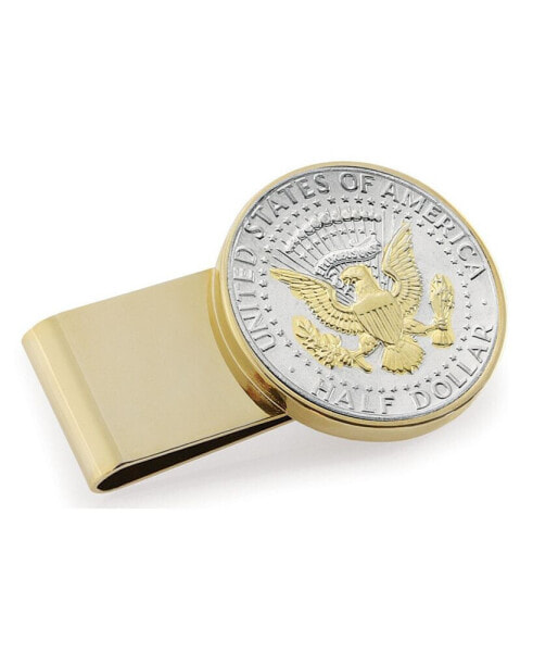 Men's Selectively Gold-Layered Presidential Seal JFK Half Dollar Stainless Steel Coin Money Clip