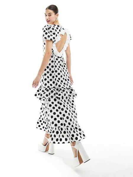 Sister Jane Perry polka dot midi dress in black and white