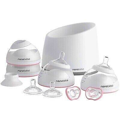 nanobebe Baby Bottle Starter Set with Warmer & Pacifier - Pink - 19ct