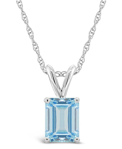 Macy's aquamarine Pendant Necklace (1-3/8 ct.t.w) in 14K White Gold