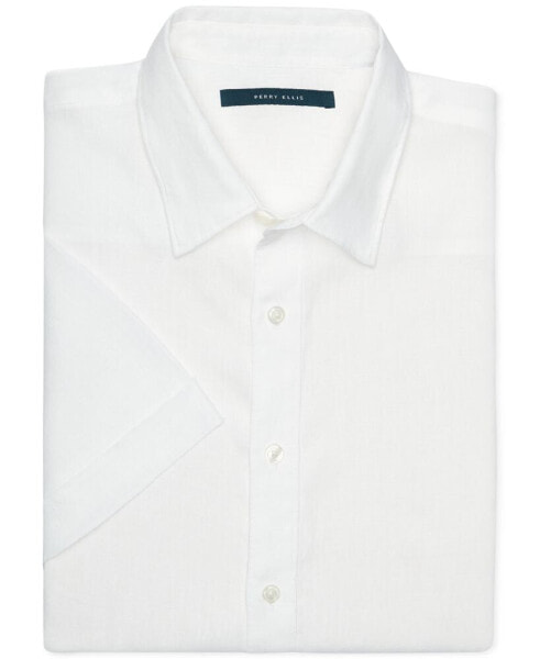 Men's Linen Short-Sleeve Button-Front Shirt