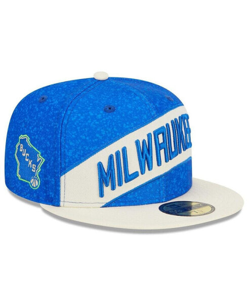 Men's Blue, Cream Milwaukee Bucks 2023/24 City Edition 59FIFTY Fitted Hat