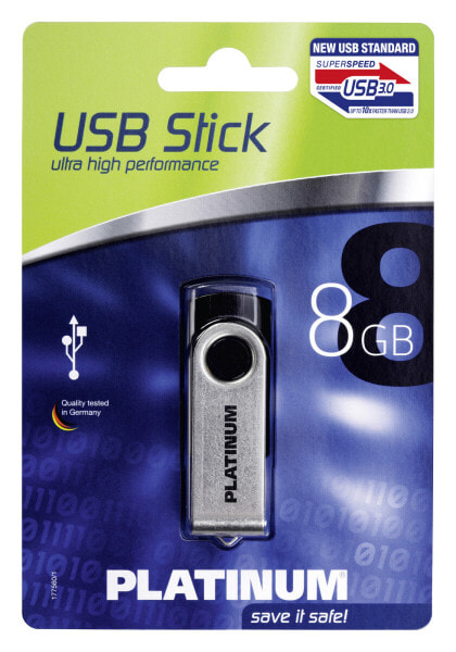 BestMedia 8GB Twister USB3.0 - 8 GB - USB Type-A - 3.2 Gen 1 (3.1 Gen 1) - 30 MB/s - swivel - Black,Silver